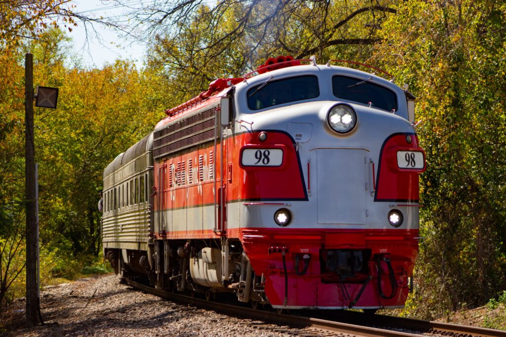 The Branson Scenic Railway train traveling through the Ozarks.
